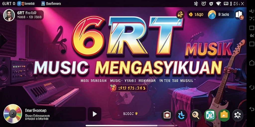 Screenshot 6RT menampilkan gameplay penuh musik dan keseruan.
