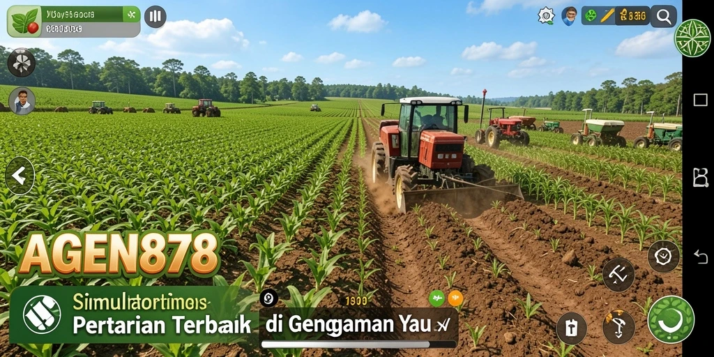Tangkapan layar gameplay AGEN878 menampilkan pertanian yang penuh warna.