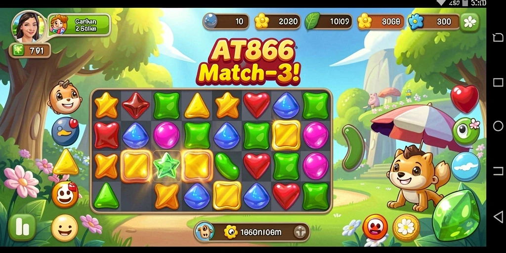 Gameplay seru saat mencocokkan permata berwarna.