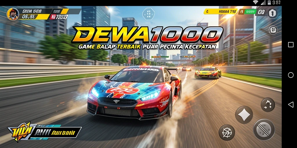 Tampilan gameplay DEWA1000 yang menampilkan aksi balap mendebarkan.