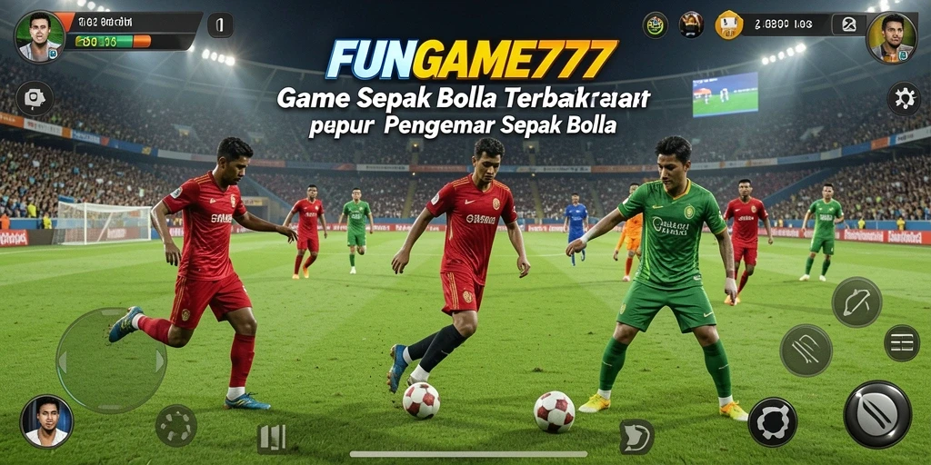 Tampilan gameplay seru di lapangan sepak bola dengan efek realistis.
