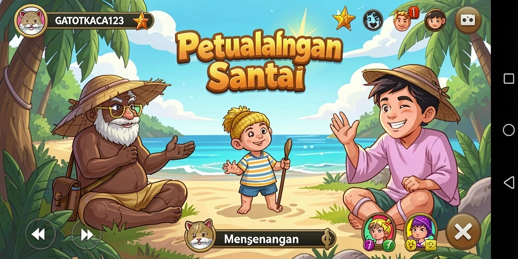 Tampilan gameplay GATOTKACA123 yang penuh warna.