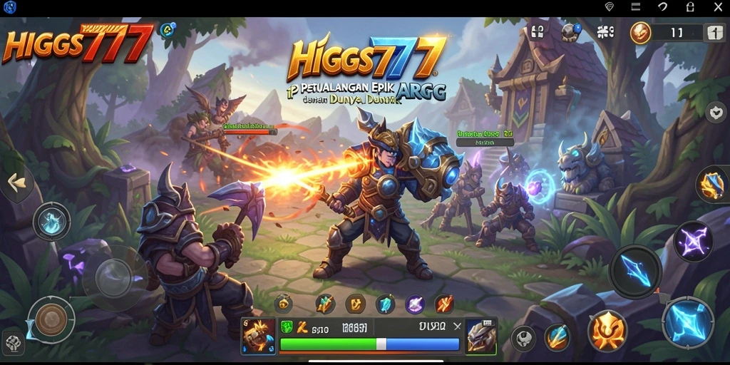 Tampilan seru gameplay ARPG HIGGS777 dengan karakter dan pertarungan yang dinamis.