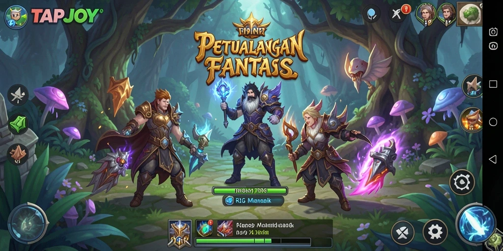 Screenshot gameplay TAPJOY menampilkan aksi pertempuran yang mendebarkan.
