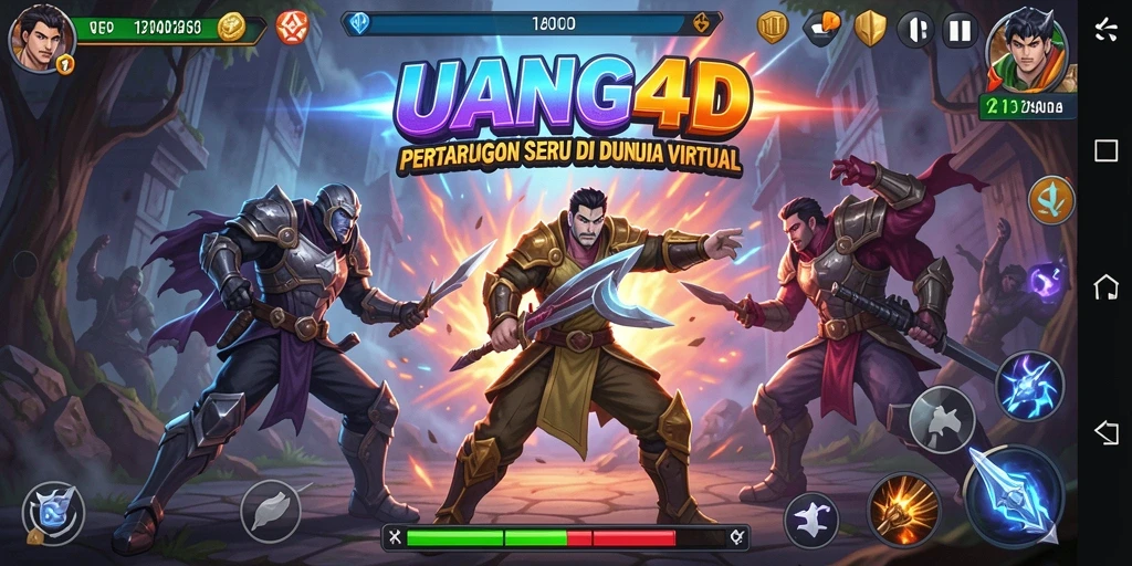 Tampilan pertarungan intens dalam UANG4D dengan karakter unik.
