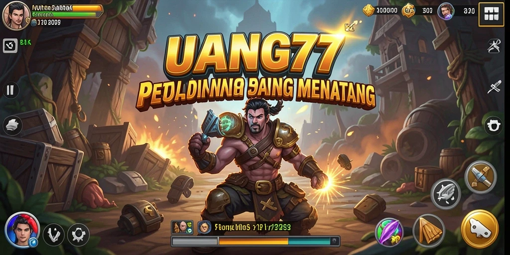 Screenshot UANG77 menampilkan pemain menjelajahi hutan yang rimbun.