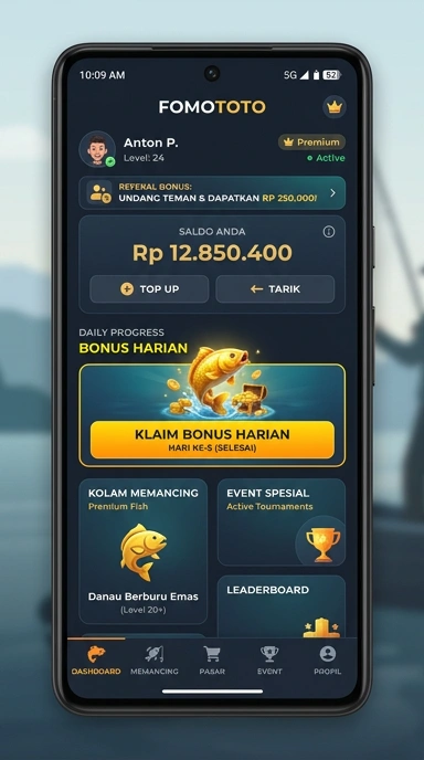 Tampilan utama aplikasi fomototo dengan navigasi yang mudah.